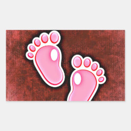 Pegatina Rectangular bebé pisa pies lindos esperando recién nacido