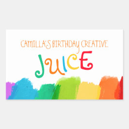 Pegatina Rectangular Beber jugo arte de cumpleaños fiesta pintar pegati