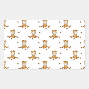 Pegatina Rectangular Bebés de otoño en el patrón de hojas caídas