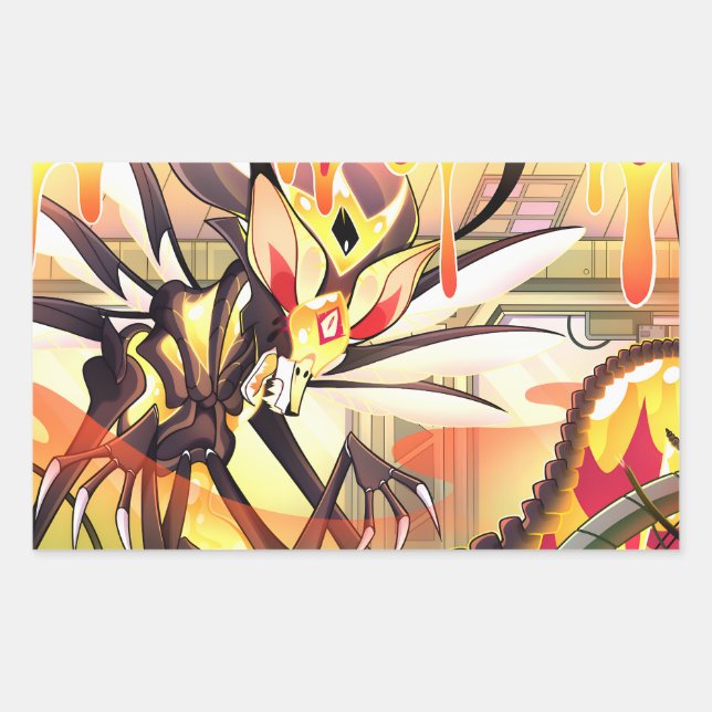 Pegatina Rectangular Bee Halloween Slasher | Helluva Boss | (Anverso)