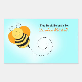 Pegatina Rectangular Bee Hop Bumble Bee Personalizado Libro Placa Pegat