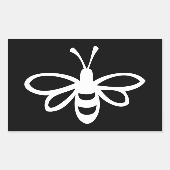 Pegatina Rectangular Bee (monocromo) (Anverso)