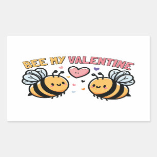 Pegatina Rectangular Bee My Valentine