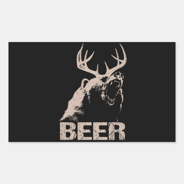 Pegatina Rectangular Beer Deer Bear (Anverso)