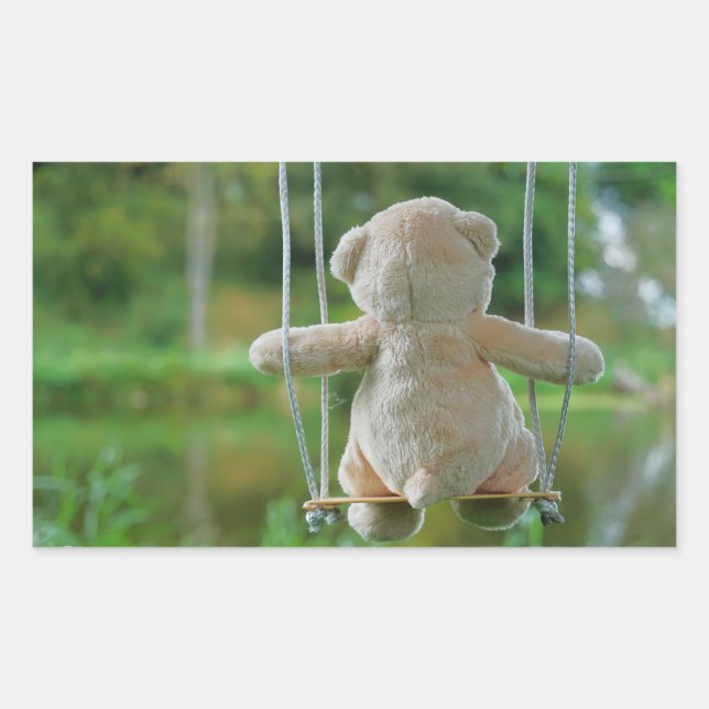 Pegatina Rectangular Beer op schommel vanaf de rug. (Anverso)