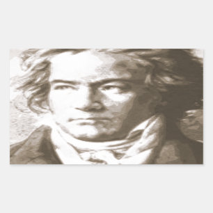 Pegatina Rectangular Beethoven En Sepia