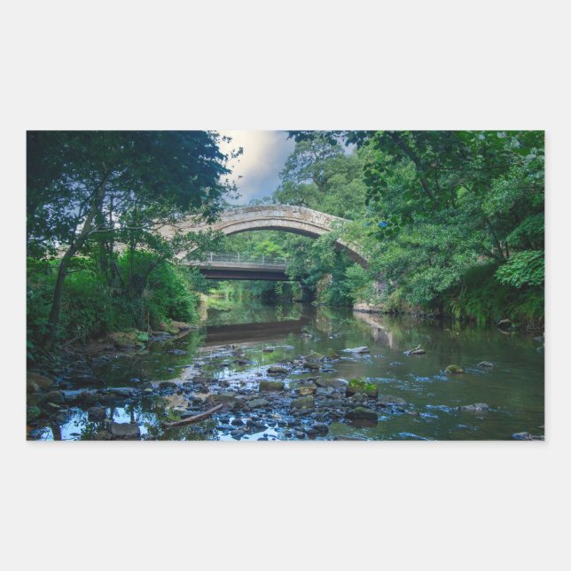 Pegatina Rectangular Beggar's Bridge, Glaisdale (Anverso)