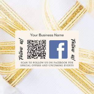 Pegatina Rectangular Beige business qr code Facebook