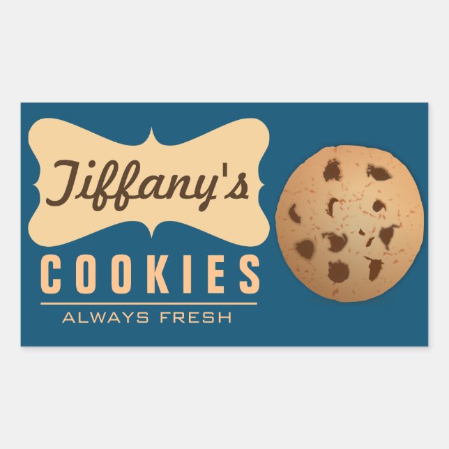 Pegatina Rectangular Beige | En casa | Gourmet | Cookies hechas a mano (Anverso)