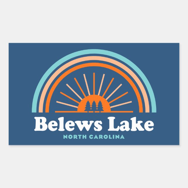 Pegatina Rectangular Belews Lake North Carolina Rainbow (Anverso)