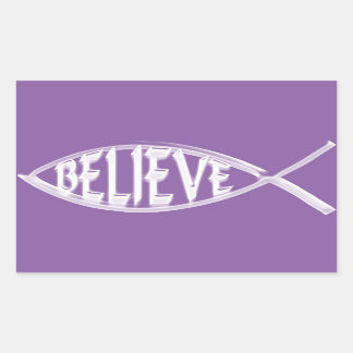 Pegatina Rectangular Believe Fish Lavender
