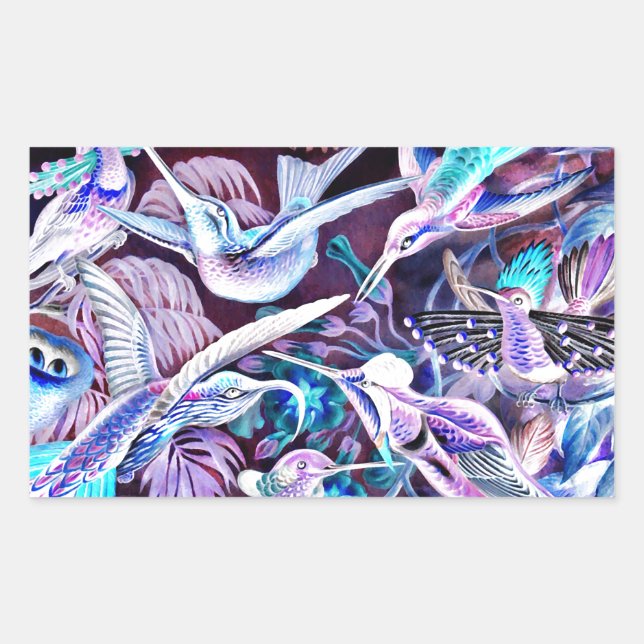 Pegatina Rectangular Bella Artes Hummingbird (Anverso)