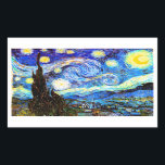 Pegatina Rectangular Bella Artes nocturno Van Gogh Starry<br><div class="desc">Noche estrellada,  la pintura más famosa del maestro postimpresionista holandés Vincent van Gogh. Un solitario ciprés,  un pueblo durmiente y un cielo que zumba con estrellas.</div>