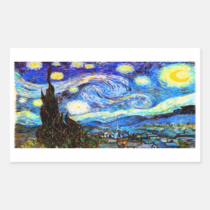 Pegatina Rectangular Bella Artes nocturno Van Gogh Starry