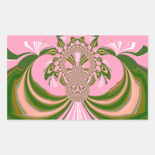 Pegatina Rectangular Bella bebé rosa verde y blanco Kaleidoscopio