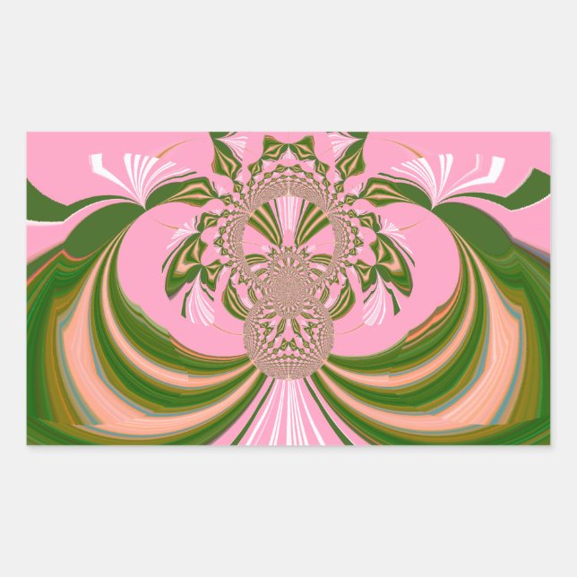 Pegatina Rectangular Bella bebé rosa verde y blanco Kaleidoscopio (Anverso)