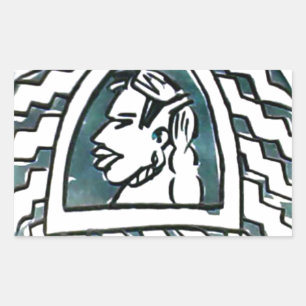 Pegatina Rectangular Belleza africana Bongo arte tribal retrato masái