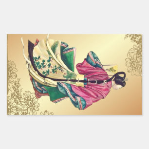 Pegatina Rectangular Belleza oriental