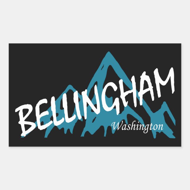 Pegatina Rectangular Bellingham Washington Mountains (Anverso)