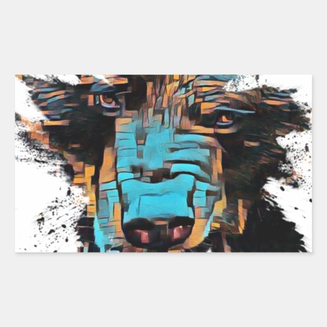 Pegatina Rectangular Bello oso negro (Anverso)