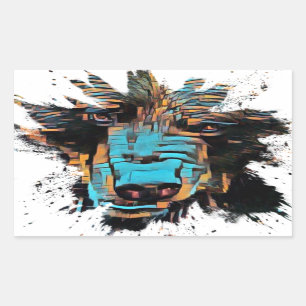 Pegatina Rectangular Bello oso negro