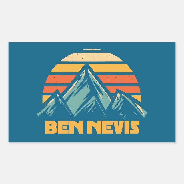 Pegatina Rectangular Ben Nevis Retro Turquoise (Anverso)