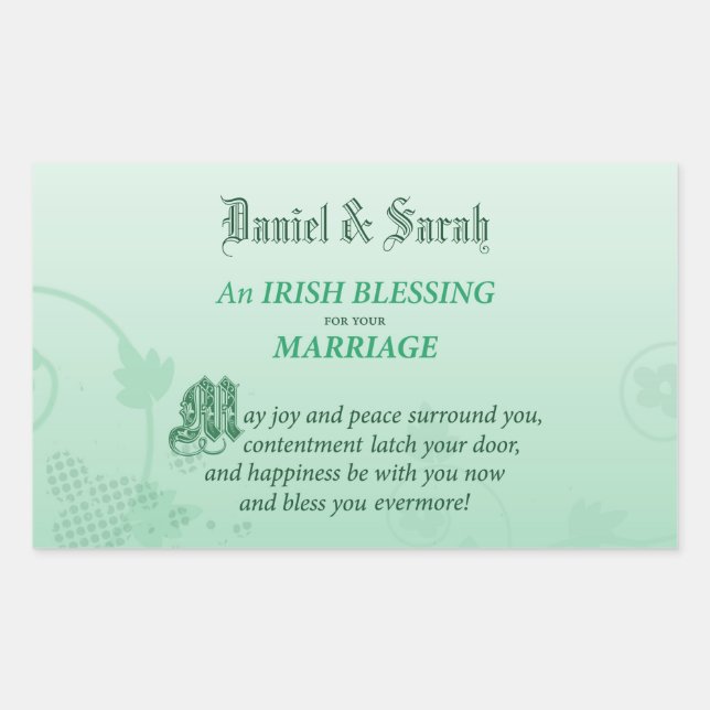 Pegatina Rectangular Bendición a Boda irlandés (Anverso)
