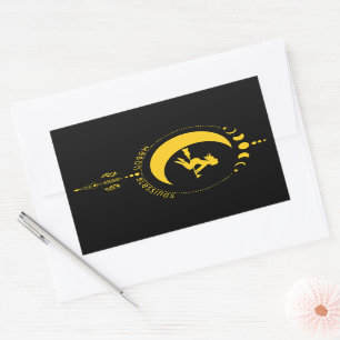 Pegatina Rectangular Bendiciones de Mabon, bruja, luna, trigo