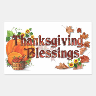 Pegatina Rectangular Bendiciones del Día de Acción de Gracias