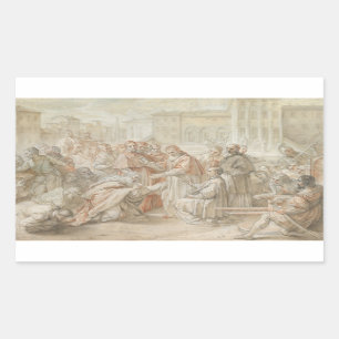 Pegatina Rectangular Benedetto Luti - Pius V y el Embajador de