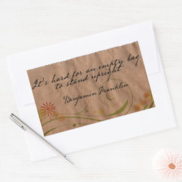 Pegatina Rectangular Benjamin Franklin cita Inspiradora "Bolsa vacía"