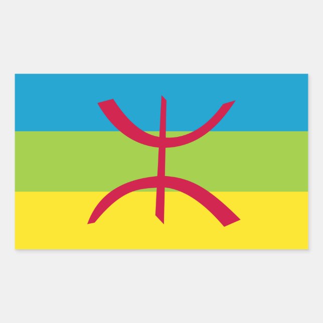 Pegatina Rectangular Berber Kabyle Berbers Amazigh Flag ⴰⴾⴻⵏⵢⴰⵍ ⴰⵎⴰⵣⵉⵗ (Anverso)