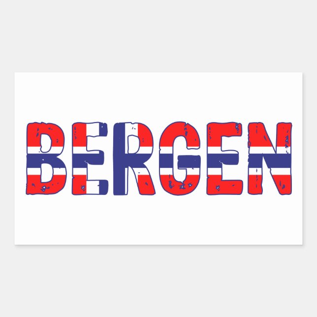 Pegatina Rectangular Bergen Noruega (Anverso)