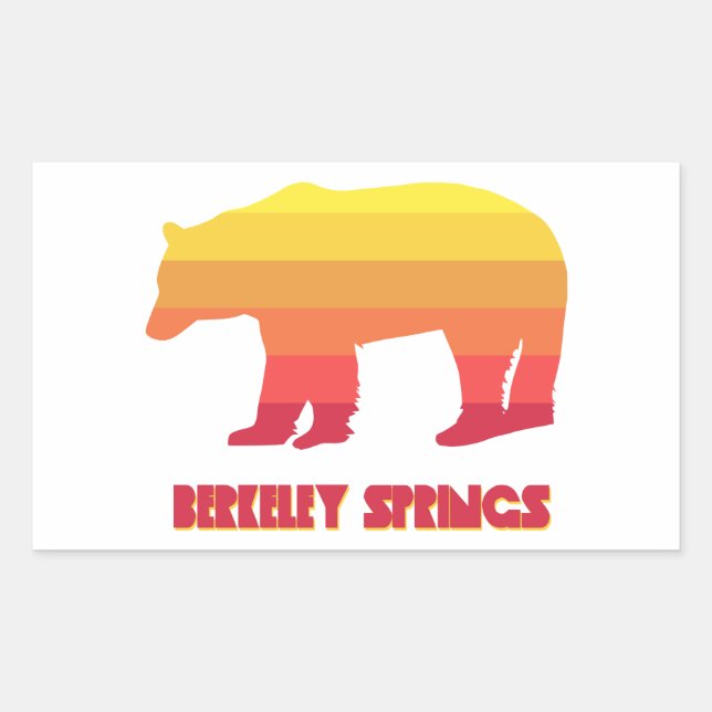 Pegatina Rectangular Berkeley Springs West Virginia Rainbow Bear (Anverso)