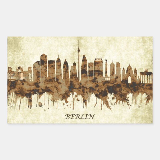 Pegatina Rectangular Berlín Alemania Cityscape (Anverso)