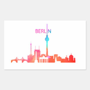 Pegatina Rectangular Berlín colorida