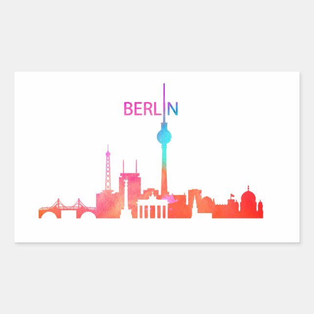 Pegatina Rectangular Berlín colorida (Anverso)