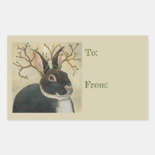 Pegatina Rectangular Bernard los pegatinas de regalo del conejito