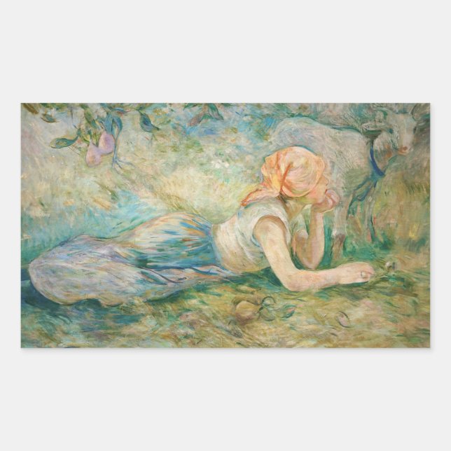 Pegatina Rectangular Berthe Morisot - Pastores descansando (Anverso)