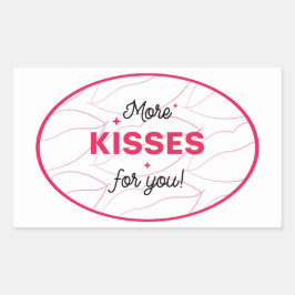 Pegatina Rectangular Besa Labios Rojos Rosados Amor Romántico.