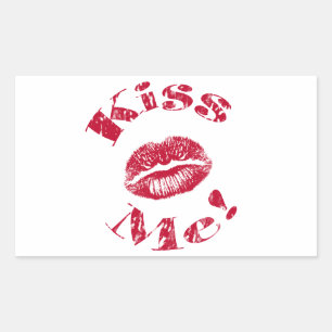 Pegatina Rectangular ¡Bésame! Labios rojos