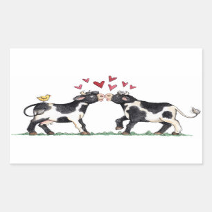Pegatina Rectangular Besando vacas - Pegatinas