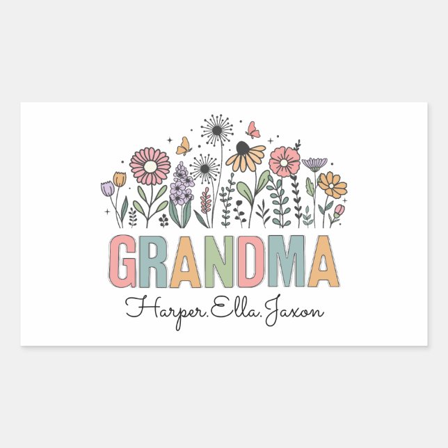 Pegatina Rectangular Best Grandma Ever | Happy Grandparents Day Cute (Anverso)