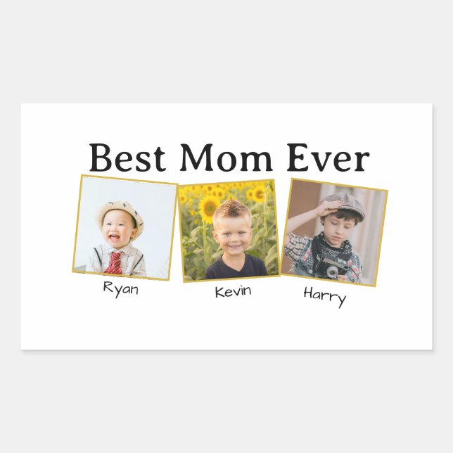 Pegatina Rectangular Best Mom Ever (Anverso)