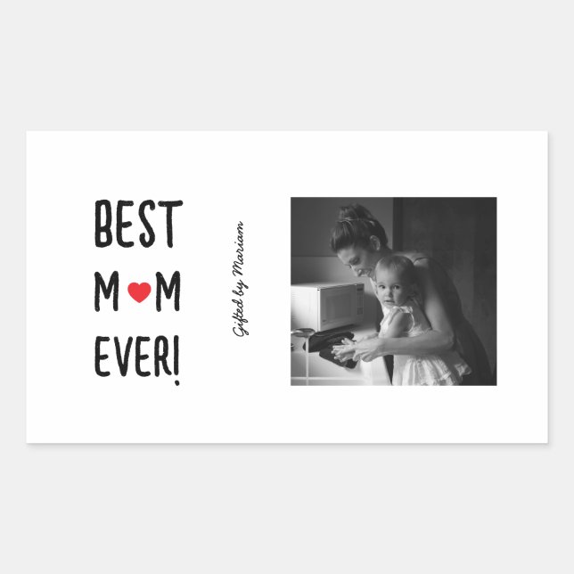 Pegatina Rectangular Best Mom Ever Customizable Name (Anverso)