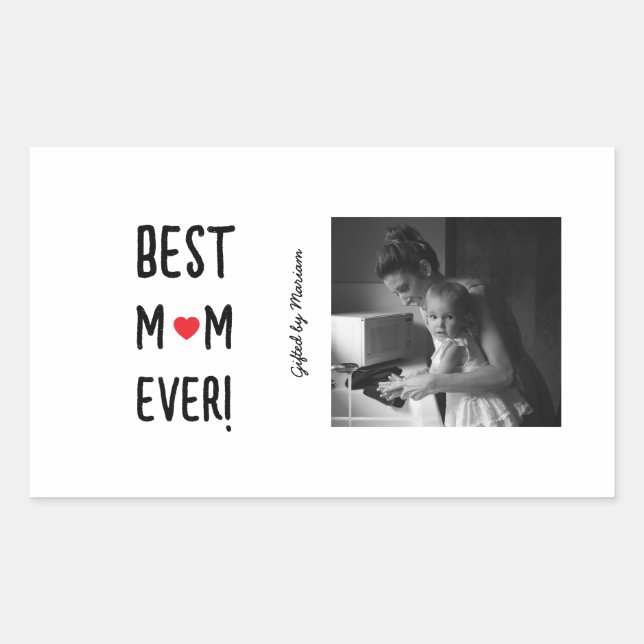 Pegatina Rectangular Best Mom Ever Customizable Name (Anverso)