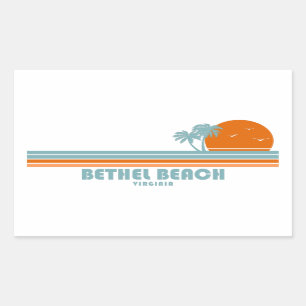 Pegatina Rectangular Bethel Beach Virginia Sun Palm Trees