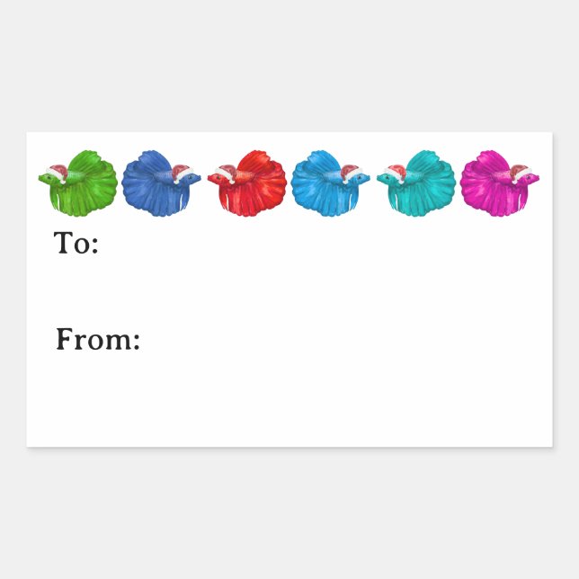Pegatina Rectangular Betta Fish Santas Sticker (Anverso)