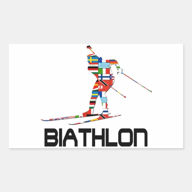 Pegatina Rectangular Biatlón (Anverso)