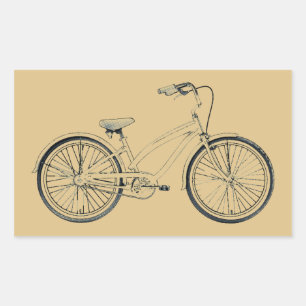 Pegatina Rectangular bicicleta de crucero retro